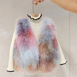 Jackets Girls Faux Fur Coats Winter Fashion Color Jacket For Babies Cotton Thick Warm Children's Clothing Kids Clothes S106