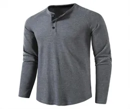 Men039s Tshirts 21420 Fashion Fine Plaid Long Rleeves Soft USA Rozmiar S2XL Solidny kolor okrągły szyja swobodny fitness Mężczyźni szare topy p2254208