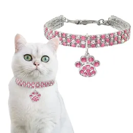 Rhinestone Dog Puppy Collar Cute Cat Collar Bling Dog Cat Smyckeshalsar Pet Crystal Diamond Elasticity Halsband Pet Supplies257m