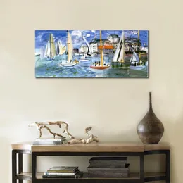 Pinturas de barco Raoul Dufy Regates Dans Le Port De Trouville Grandes paisagens marítimas Arte moderna em tela de alta qualidade pintada à mão Gift295e