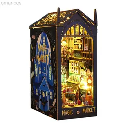 3D Puzzles DIY Book Nook Miniature Kits for Adults 3D Wooden Puzzle Miniature House Kit for Book Nook Shelf Insert Decor 240314