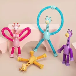Çocuk Noel vantuz oyuncaklar pop tüpler stres kabartması teleskopik zürafa fidget duyusal körükler stres anti-squeeze oyuncak