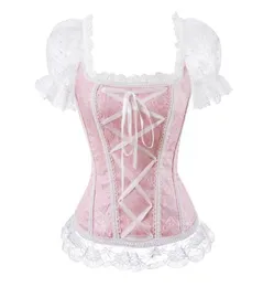corsetto overbust floreale gilet bustier corsetto top per donna con maniche pizzo broccato con tracolla corsetto plus size sexy289i3971016