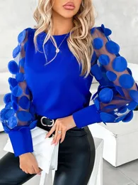 Spring Autumn Womens Blouse and Shirts Elegant Puff Sleeve Ladies Office Woman Oneck Casual Tops 240313