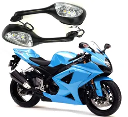 Suzuki 용 GSXR 600 750 1000 20062010 K6 K7 K8 오토바이 리어뷰 리어 뷰 LED 턴 턴 신호 조명 액세서리가있는 미러 5183209