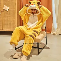 Inverno Anime Coppie Pamas Tute Donna Uomo Addensare Felpe con cappuccio Sleepwear Tiger Morbido e caldo abbigliamento per la casa