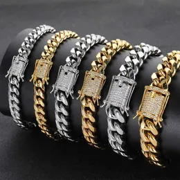 Chaopai Stainless Cuban Chain Hip-hop with Double-sided Diamond Buckle, Round Ground Encrypted Titanium Steel Men's Bracelet