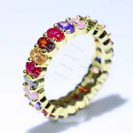 حلقات الفرقة 2024 من أعلى البيع المجوهرات الفاخرة الاسترليني Sier Gold Fill New Oval Cut Multi Topaz Gemstones Band Band Ring for Women
