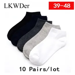 Luvas Lkwder 20pcs = 10 pares meias de algodão masculinas grandes plus size eur 45,46,47,48 meias de tornozelo de negócios clássicas meias calcetines hombre