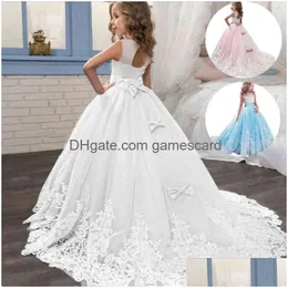 Flickans klänningar 2022 Summer Girls Dress Long Bridesmaid Kids Dresses For Children Princess Party Wedding 3 10 12 Years Vestido Drop Del Dhhqv