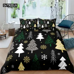 Set Home Living Living Luxury Christmas Tree Print 2/3pcs copripiumino set Pillowcase Queen size e set di biancheria da letto per bambini king size Eu/US/Au size tende trasparenti