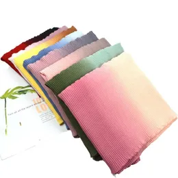 Eşarplar HH8 1 PCS Ombre Crinkinle Moda Kadınlar Katı Şifon Başörtüsü Başörtüsü Eşarp Müslüman Şal İslami Hijabs Arap Wrap Head193Z