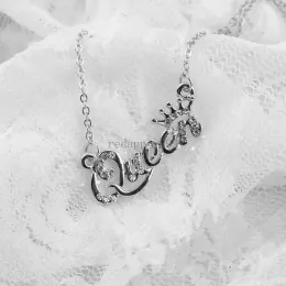 Crown Queen Letter Halsband Ny mode lyx Rose Gold Silver Color Zircon Crystal Clavicle Halsband Kvinnor Rhinestone Chain Jewelry Birthday Present