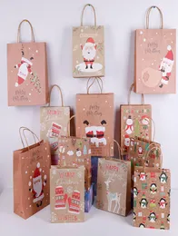 Härlig jul Kraft Paper Bag Creative Christmas Gift Packaging Bag EcoFriengly Shopping Påsar Portable Holiday Tote Paper Bags7778887