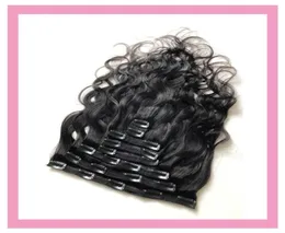 Malaysiska mänskliga hårförlängningar klipp på hårprodukter Body Wave Clip i 824 tum 100G6154007