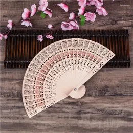 Dekoratif figürinler 1pc moda düğün el kokulu oyma bambu katlanır fan Çin ahşap vintage içi boş antik çağ ev dekor