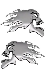 2PCSpair 3D Chrome Ghost Fire Skull Head Auto Motorcykelbil klistermärke Emblemdekaler för Haley Honda Kawasaki Suzuki5705472