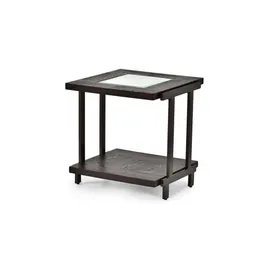 Sophisticated Rustic Industrial End Table Rich Wood Tabletop, Roomy Bottom Shelf - Stylized Iron Frame, Unique Accent Piece