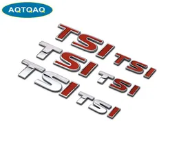 AQTQAQ 1Pcs 3D Metal TSI Car Side Mudguard Rear Trunk Emblem Badge Sticker DecalsUniversal Car Accessories Decorations Stickers3390275