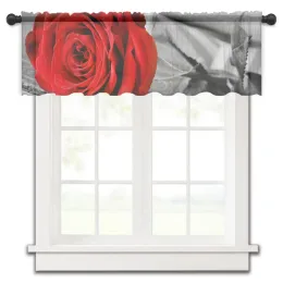 Curtains Flower Red Rose On A Shabby Book Kitchen Small Curtain Tulle Sheer Short Curtain Bedroom Living Room Home Decor Voile Drapes