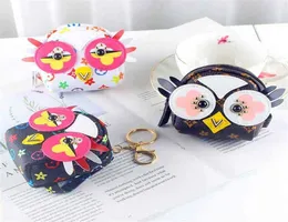 PU leather owl Shape purses key ring for kids cute cartoon key bag keychain zipper wallet coin bags backpack shoulder bag pendant 4993746