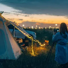 BLACKDEER Solar-Lichterkette für den Außenbereich, 100 LED-Kristallkugel-Lichter, wasserdichte, batteriebetriebene USB-Terrassenleuchte für Campingzelt 240314