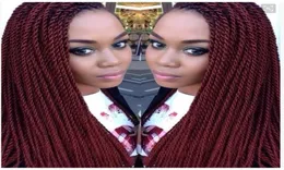 selling burgundy braided lace front wigs full hand tied synthetic Frontal wig for african americans5071436
