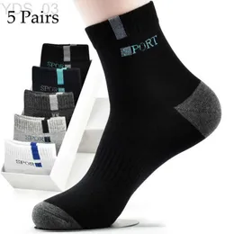 Kids Socks 5 Pairs Men Bamboo Fiber Autumn Winter Men Socks Breathable Cotton Sports Sock Breathable Deodorant Business Socks Size 37-43 YQ240314