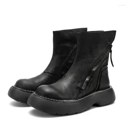 Дизайнерские мужские ботинки до щиколотки из натуральной кожи, уличная рабочая обувь на толстой подошве, молодежная модная обувь Motorcyce Botines Hombre 5C