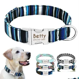 Hundhalsar Leases Collar Nylon Personlig anpassad ID -tagggraverad typskylt Pet Cat Antilost för Small Medium Large2033 Drop de DHW0Q