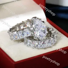 Anéis de banda Ins Top Vender Anéis de Casamento Espumante Jóias de Luxo 925 Sterling Silver Water Drop 5A Cubic Zircon Party CZ Diamond Gemstones Mulheres Casamento Casal