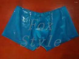 Unterhosen!Sexy Latex-Shorts mit Tasche vorne für Männer in transparentem Blau