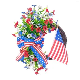 装飾的な花の独立記念日ガーランドドアリース装飾7月4日