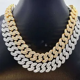 Pass Diamond Test Cuban Link Necklace Fit Custom Pendant 18mm Hip Hop smycken Halsband VVS Baguette Kubansk länkkedja