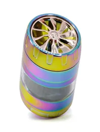 Smoke grinder diameter 63MM fourlayer zinc alloy colorful transparent window turbine chamfered ice blue3576474