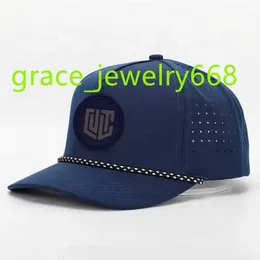 Berretto da baseball in corda di gomma PVC personalizzato all'ingrosso a 5 pannelliCappello impermeabile con foro perforato tagliato al laser gorras Cappello sportivo per papà