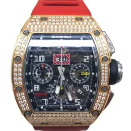 Mechanische Uhr Chronograph Richardmill Luxus-Armbanduhren Herrenuhren Richardmill Herrenserie RM011 Roségoldrückseite Diamanten Herrenmode Freizeit Spor RUYC