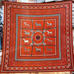 Dez cavalos de cashmere xale lenços de seda sofisticados mulheres inverno quente lenço de seda bordas laminadas lenço tippet269k