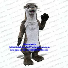 Costumi mascotte Marrone lungo pelliccia Lontra Lutra Martora Ermellino Zibellino Furetto Mangusta Castoro Meerkat Fursuit Costume mascotte Adulto indossabile sociale Zx634