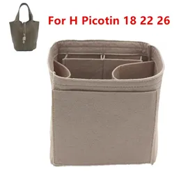 Passar för H Picotin 18 Insert Bags Organizer Makeup Bucket Luxury Handbag Portable Cosmetic Base Shaper For Women Handbag 240227