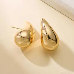 Дизайнерские золотые серьгиВинтажные позолоченные массивные куполообразные серьги для женщин из глянцевой нержавеющей стали, толстые серьги-капли, ювелирные изделия оптом SOXY
