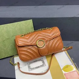 5A Designer-Tasche, Marmont-Geldbörsen, Umhängetasche für Damen, echtes Leder, gesteppte Handtasche, Klappe, HOBO-Schultertaschen, Handtaschen mit goldener Schnalle, Kettengürtel, Geldbörsen, Clutch