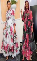 MD Abendessen Kleider Für Frauen Neue Afrikanische Frühling Sommer Elegantes Kleid Blumen Gedruckt Dashiki Langes Kleid Damen Kleidung 229 2104088156860