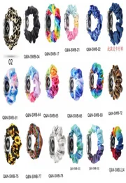 Apple Watch Band Series 7 45mm 41mm 6 5 3 38mm 40mm 42m2635829에 대한 Tiedye Pattern Velvet Fabric Scrunchie Elastic Watchband 케이스 커버