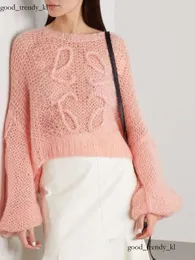 Loewe свитер, дизайнерские модные женские свитера, корейский свитер с рукавами-фонариками, мягкий свитер с воротником, весенний пуловер, длинный вязаный топ 414