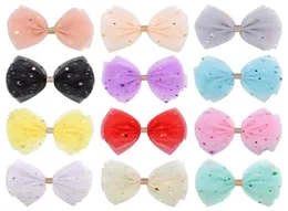 Baby Girls Tulle Star Barrettes Hairpins Hair Bow Barrette Kids Paillette Hairpin Clips with Bows Bling Hair Accessories 2102 T25614333