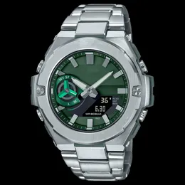Sport Men's Black Silver Digital Quartz B500 Watch Waterproof World Time Full Featured LED Large Dial Oak Series