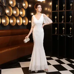 Sukienki imprezowe piękno eleganckie długie syrena wieczorne frędzane frezsowe suknie balowe cekiny sukienki dla kobiety luksus 2024 vestido