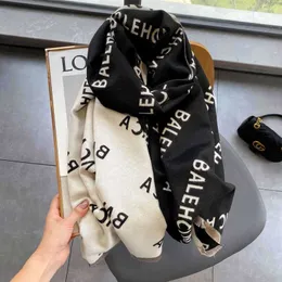 2021 All Over Printed Letters Imitation Cashmere Thickened Scarf Female Winter Warm Tassel Student Bib Dual-purpose Shawl265x