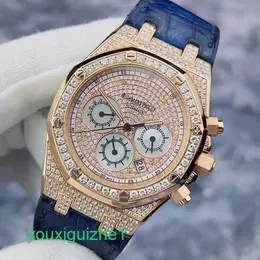 AP Watch Top Machinery Watch Royal Oak Series 26022OR مع Diamond STARRY SKY 18K Rose Gold Material Melecical Mens Mater وظيفة توقيت